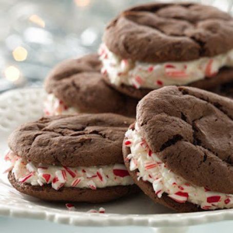 Peppermint-Chocolate Cake Mix Sandwich Cookies